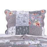 Greenland Home Fashions Barefoot Bungalow Giulia Fabulous Floral and Stencil Prints Classic Patchwork Pattern Reverses Pillow Sham - Gray