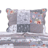 Greenland Home Fashions Barefoot Bungalow Giulia Fabulous Floral and Stencil Prints Classic Patchwork Pattern Reverses Pillow Sham - Gray