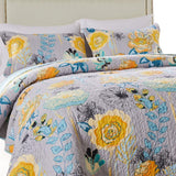 Greenland Home Fashion Watercolor Dream 100% Cotton Quilted Pillow Sham - Gray