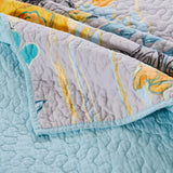 Greenland Home Fashion Watercolor Dream 100% Cotton Quilt Set - Gray