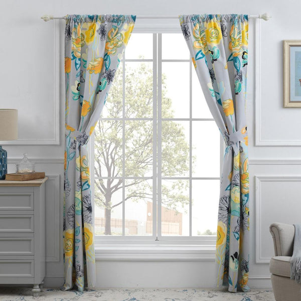 Greenland Home Fashion Watercolor Dream Curtains - Gray 42x84
