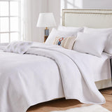 Barefoot Bungalow Parker Comforter Bedding Set Pre-Washed For Extra Comfort Quilt Set, 3-Piece Full/Queen, White