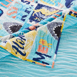 Greenland Home Fashion Blanket for Bed Couch Sofa Wave Rider Quilted Reversible Throw Blanket - Blue 50x60"