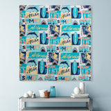 Greenland Home Fashion Blanket for Bed Couch Sofa Wave Rider Quilted Reversible Throw Blanket - Blue 50x60"
