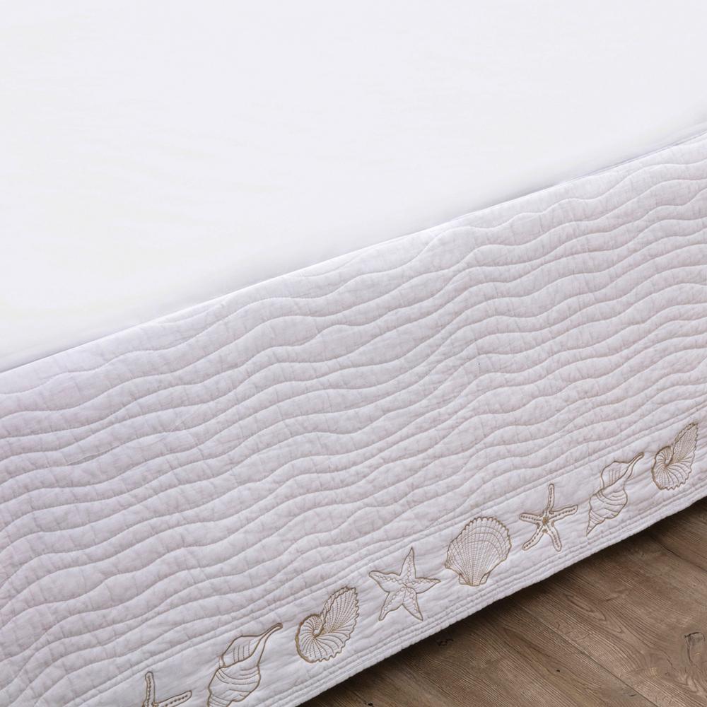 Greenland Home Fashions Coastal Seashell Bed Skirt 18" - White, Twin
