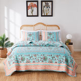 Greenland Home Fashions Barefoot Bungalow Audrey Quilt and Pillow Sham Set - Turquoise