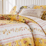 Greenland Home Fashions Barefoot Bungalow Finley Quilt and Pillow Sham Set - Yellow