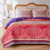 Greenland Home Aurora Reversible Quilt and Pillow Sham Set - Pink