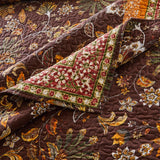 Barefoot Bungalow Audrey Chic Boho Jacobean Fern Floral Prints Bedspread Set 3-Piece Two Pillow Shams Chocolate