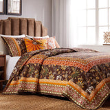 Greenland Home Audrey Quilt and Pillow Sham Set - Chocolate