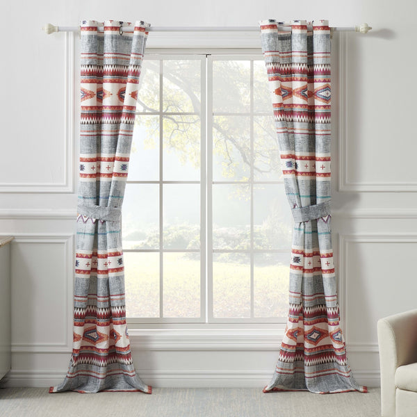 Kiva Western Boho Curtain Panels Tiebacks Pair 42" x 84" by Greenland Home Fashi