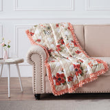 Greenland Home Wheatly Farmhouse Gingham Quilted Throw, 50" x 60", with Ruffle Trim