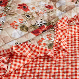 Greenland Home Wheatly Farmhouse Gingham Quilted Throw, 50" x 60", with Ruffle Trim