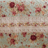 Greenland Home Antique Rose Floral Print Decorative High Quality Quilt Set Blue