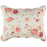 Greenland Home Antique Rose Floral Pinstripe Print with Dainty Scrolling Floral Sham King Blue