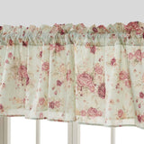 Greenland Home Antique Rose Floral Pinstripe with Dainty Scrolling Embellishments Valance 84"x19" Blue