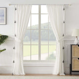 Greenland Home Monterrey Festooned with Large Tassels Window Panel Pair - Each 42"x84" Antique White