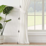 Greenland Home Monterrey Festooned with Large Tassels Window Panel Pair - Each 42"x84" Antique White