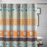 Barefoot Bungalow Carlie Florals and Whimsical Songbirds Shower Curtain 72"x72" Calico Stripe