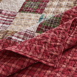 Greenland Home Fashions Oxford Plaid 100% Cotton Jumbo-Sized for Floor-Length Coverage Bedspread Set Red
