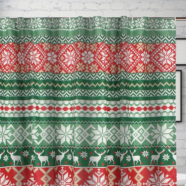 Greenland Home Fashion Fair Isle with Reinforced Button Holes Shower Curtain 72