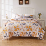 Greenland Home Fashions Pinwheel & Posey Luxury Modern Design Quilt Set for Bed Peach