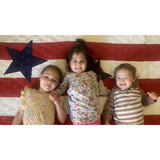 Greenland Home Fashions Americana Throw Stripes with Blue Stars 100% Cotton Solid Patriotic Design Throw 50" x 60" Red and White