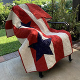 Greenland Home Fashions Americana Throw Stripes with Blue Stars 100% Cotton Solid Patriotic Design Throw 50" x 60" Red and White