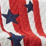 Greenland Home Fashions Americana Throw Stripes with Blue Stars 100% Cotton Solid Patriotic Design Throw 50" x 60" Red and White