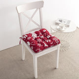 Greenland Home Fashions 100% Polyeste Peppermint Party Furniture Cushion 4 Pieces Chair Pad Set 18" x 18" x 2" Red