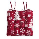 Greenland Home Fashions 100% Polyeste Peppermint Party Furniture Cushion 4 Pieces Chair Pad Set 18" x 18" x 2" Red