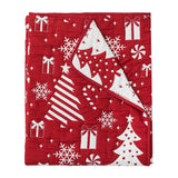 Greenland Home Fashions Festive Christmas Pattern Reversible Design Durable Polyester Throw 50" x 60" Red