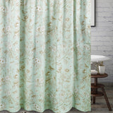 Greenland Home Fashions Olivia Floral and Butterfly Print 12 Buttonholes Bath Shower Curtain 72" x 72" Mint