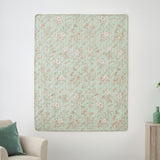 Greenland Home Fashions Olivia 100% Cotton Beautiful Floral and Butterfly Print Accessory Throw 50" x 60" Mint