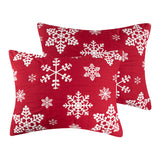 Greenland Home Fashions Snowflakes 100% Polyester Jacquard Machine Quilted Sham Standard Red