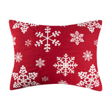 Greenland Home Fashions Snowflakes 100% Polyester Jacquard Machine Quilted Sham Standard Red