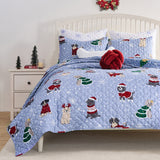 Greenland Home Fashion Winter Whiskers 100% Microfiber Shell Polyester Fill Quilt Set Blue