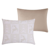 Greenland Home Fashion Reindeer Games 100% Woven Polyester Jacquard Coverlet Set White