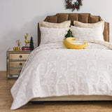 Greenland Home Fashion Reindeer Games 100% Woven Polyester Jacquard Coverlet Set White