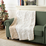 Greenland Home Fashion Reindeer Games Accessory 100% Woven Polyester Jacquard Throw White