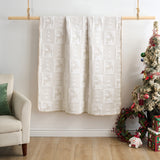 Greenland Home Fashion Reindeer Games Accessory 100% Woven Polyester Jacquard Throw White