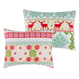 Greenland Home Fashions Fair Isle Snow Machine Quilted 100% Cotton Sham Snow