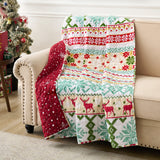 Greenland Home Fashion 100% Cotton Face Microfiber Back Polyester Fill Fair Isle Accessory Throw Snow