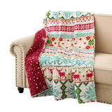 Greenland Home Fashion 100% Cotton Face Microfiber Back Polyester Fill Fair Isle Accessory Throw Snow