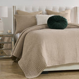 Greenland Home Fashion Velvet Crush Chenille Microfiber Back Poly Fill Quilt Set Khaki