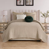 Greenland Home Fashion Velvet Crush Chenille Microfiber Back Poly Fill Quilt Set Khaki