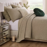 Greenland Home Fashion Velvet Crush Chenille Microfiber Back Poly Fill Quilt Set Khaki