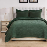 Greenland Home Fashion Velvet Crush Chenille Microfiber Back Poly Fill Quilt Set Forest