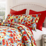 Greenland Home Fashions Poppies 100% Woven Polyester Machine Quilted Jacquard Sham Red