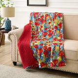 Greenland Home Fashion Poppies Accessory Microfiber Face Cotton Back with Polyester fill Throw Red